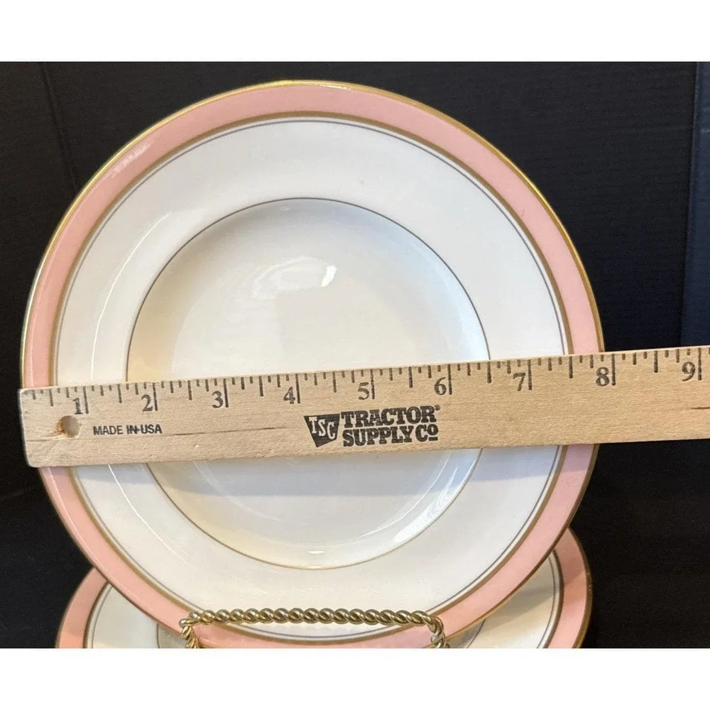 Royal Worcester Howard Pink Gold Trim Salad Plate Plates 8 Inch Set Of 2 England